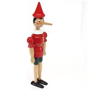 Pinocchio 10” Wooden Toy Red Wooden Puppet Figurine